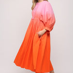 Ombré pink/orange 100% Cotton dress
