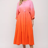 Ombré pink/orange 100% Cotton dress