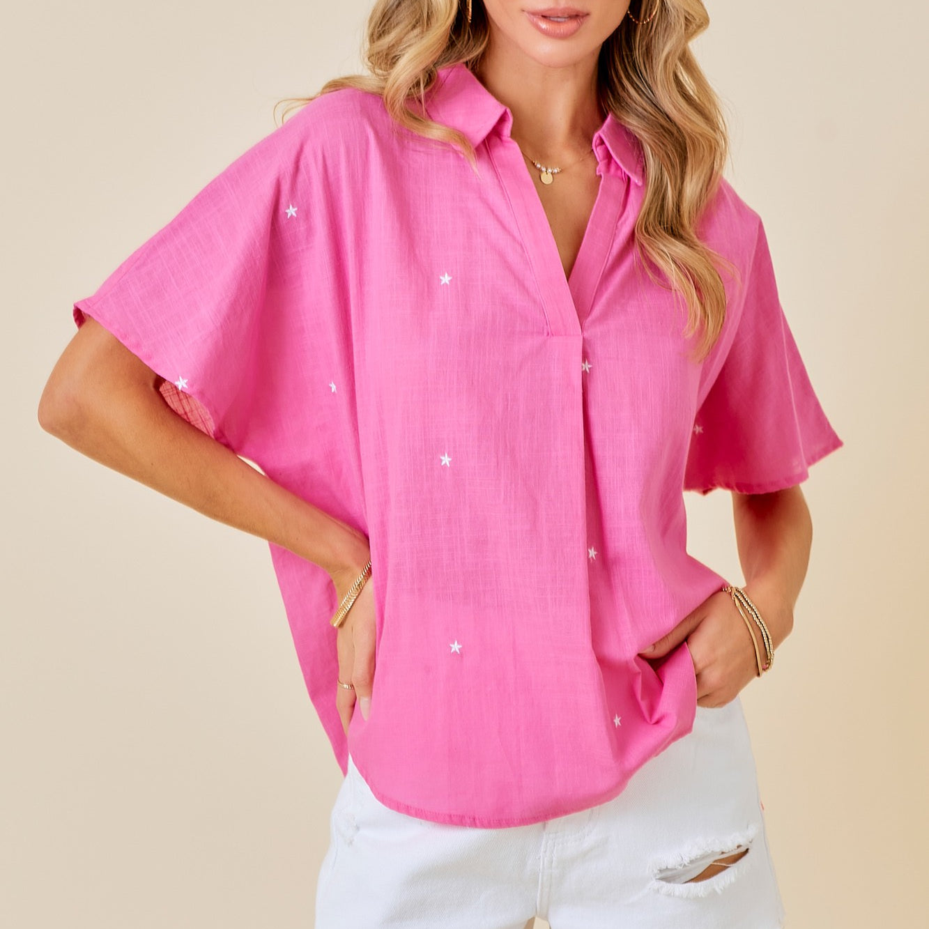 pink star blouse