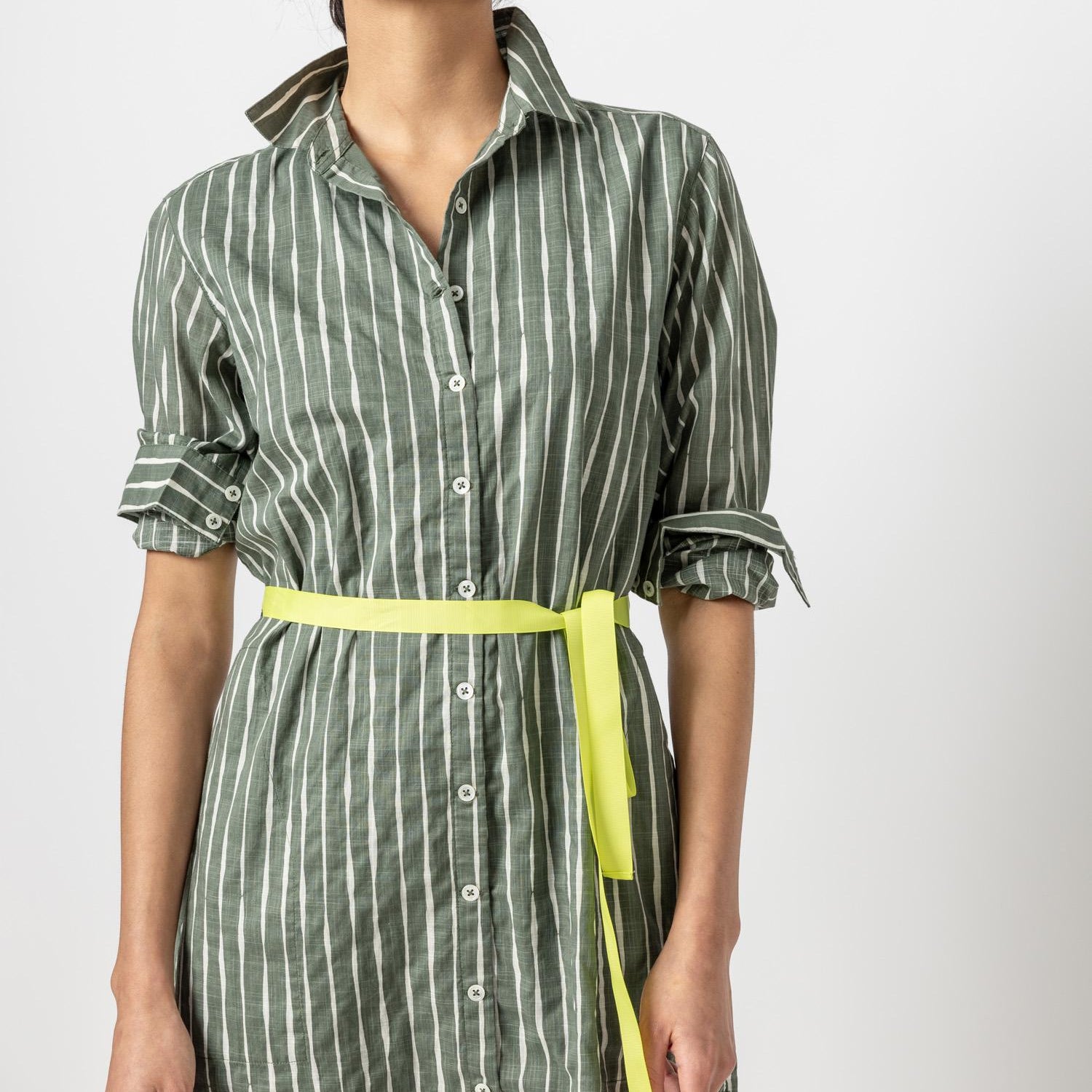 Stripped Button up Oxford Dress