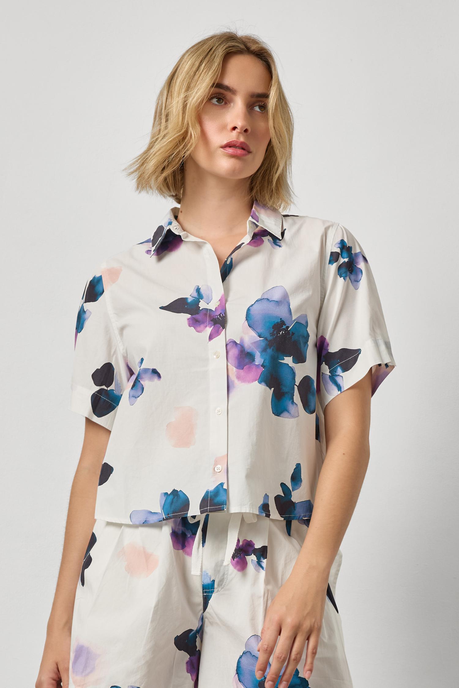 Lilla P' Folded Sleeve Button Down Blouse - Emma's Shoes & Accessories