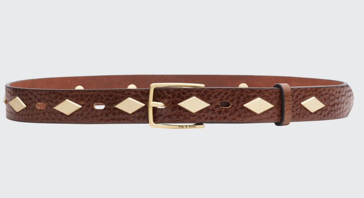 'Rag & Bone' Colin Studded Belt  The Colin. A studded belt that's refined but rebellious. Crafted in 100% Italian leather, punctuated by metal studs.  100% Italian Cow Leather Professional leather clean