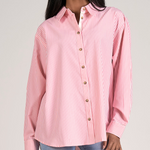 Introducing the Marissa Striped Oxford, the perfect blend of style and comfort. This pink and white stripe button down features a longer hem in the back for added coverage. 