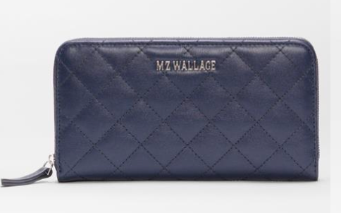 Mz Wallace' Dark Navy Leather Long Zip Round Wallet - Emma's Shoes Mz Wallace' Dark Navy Leather Long Zip Round Wallet - Emma's Shoes