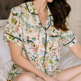 Our Women’s Pajama Set—that also passes as WFH loungewear—is the perfect combination of comfort meets fashion with its classic shape and features.  From the piping detail to the adjustable ribbon waist, this set offers a favorable fit on all.