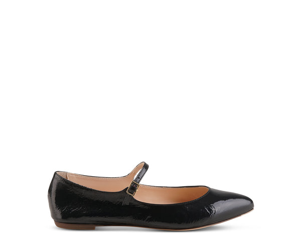 Crafted with navy patent leather and featuring a pointy toe, the 'AGL' Softy Bebe Navy Patent Flat is both stylish and comfortable. The soft pale pink leather lining and adjustable strap provide a personalized fit, making it the perfect choice for any occasion. Elevate your footwear game with these versatile and chic flats.