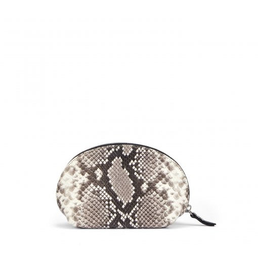 'AGL' Snakeskin-Print Clutch Bag in Fog