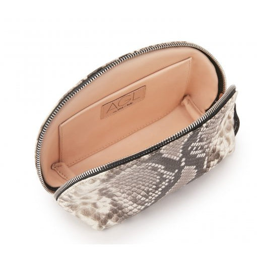 'AGL' Snakeskin-Print Clutch Bag in Fog