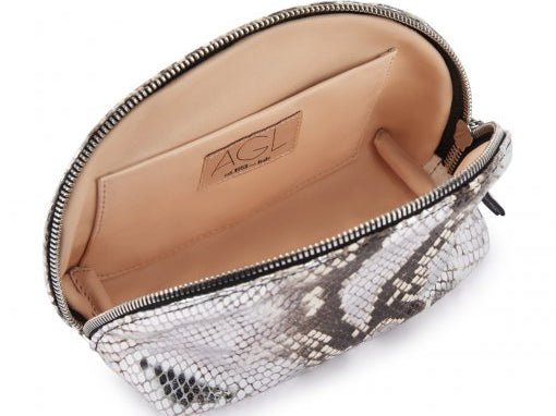 'AGL' Snakeskin-Print Clutch Bag in Meilland - Emma's Shoes & Accessories